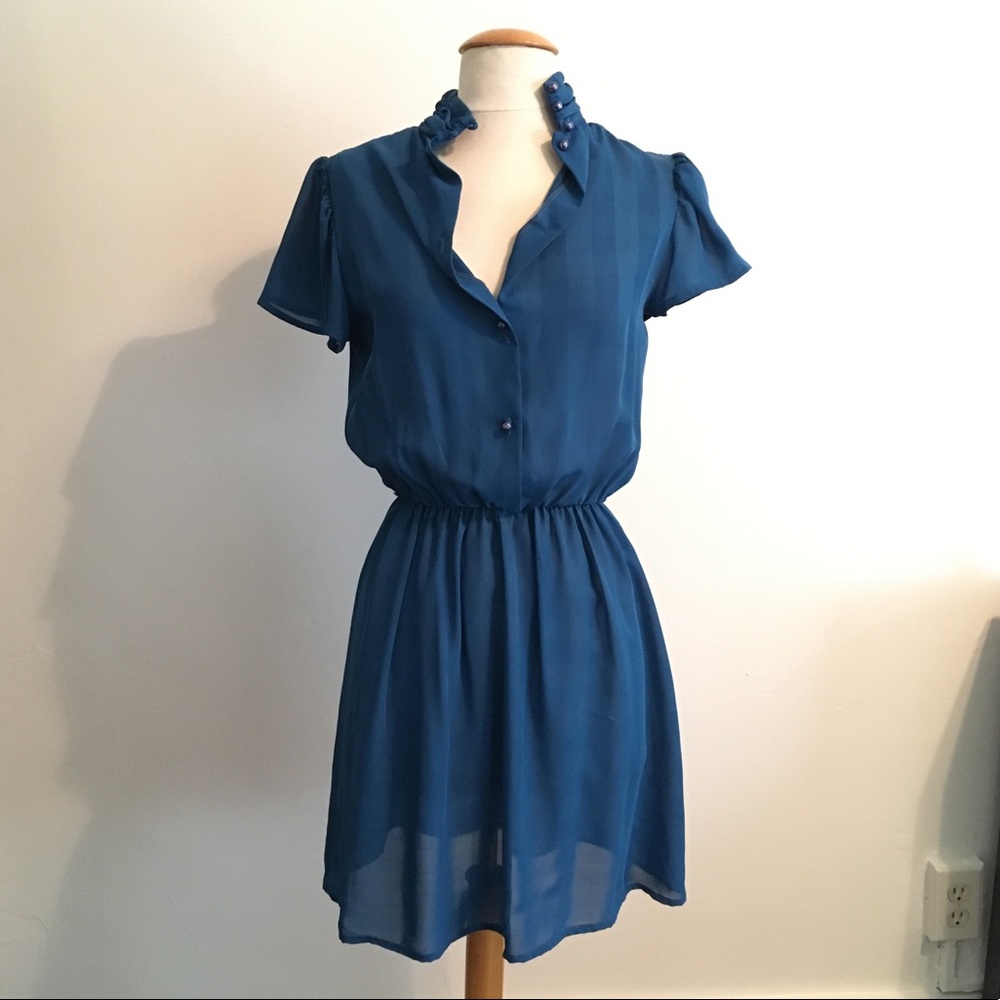 Vintage Upcycled Shirt Dress in Blue Check